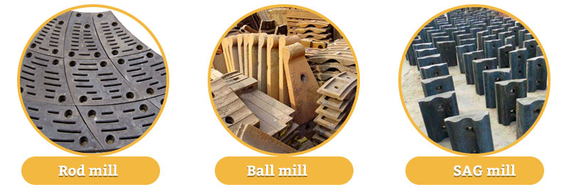 liners of ball mill, rod mill and SAG mill